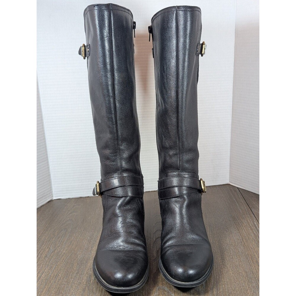 Women's Black Leather Riding Boots - Picture 5 of 16